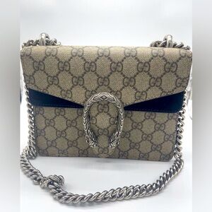 Authentic GUCCI GG Supreme Monogram Small
Dionysus Bag Beige Ebony Black